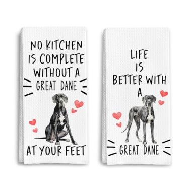 Imagem de Qpenm Dogue alemão, toalhas de cozinha, presentes para amantes de dogue alemão, amante de cães, mãe, pai, dono, presente, decorativo, prato, chá, toalhas de mão para cozinha, 40 x 61 cm, conjunto de 2