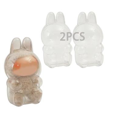 Imagem de Buwesru 2pcs Protective for LABUBU Case, Clear Figure Display Bag with Keychain, Plastic Protective Cover, Storage Transparent (Doll Not Include, Two Style Sitting)