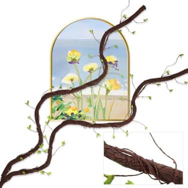 Imagem de LUMINFLY 2 ramos de videira artificiais dobráveis, 63 guirlanda de cana verde sintética, galhos de liana flexíveis para decoração de casamento e jardim doméstico