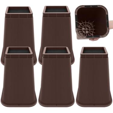 Imagem de MCXYEM Elevadores de cama resistentes, elevadores ajustáveis para móveis de 20 cm, suportes de elevação antiderrapantes para camas/sofás/sofás, design quadrado durável com espaço de armazenamento