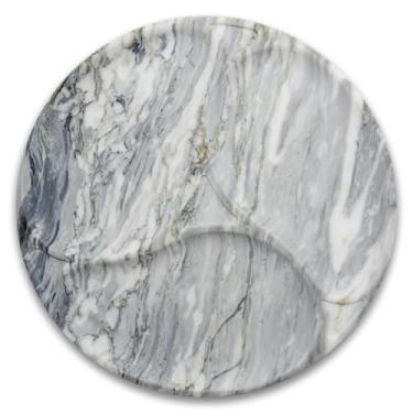 Imagem de Marmor Bandeja de banheiro de mármore natural real para perfume, velas, vaidade de pedra de joias, organizador de balcão de banheiro e cozinha e decoração de casa (placa de grade de mármore cinza Paul