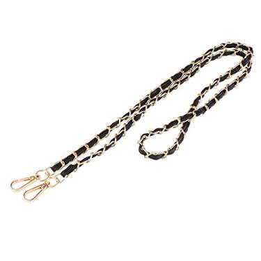 Imagem de Bolsa de ombro, acessórios para bolsa, alças de liga de liga de substituição, bolsa feminina de couro PU removível (dourada e preta)