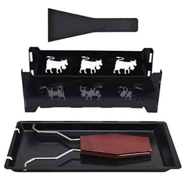 Imagem de Mini grelha de raclette de queijo com cabo preto prato de raclette de queijo para grelhar manteiga, assadeira de queijo.