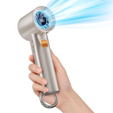 Imagem de Ventilador turbo portátil portátil para uso externo - Mini ventilador de bolso pessoal de 5000 mAh para vento potente de fluxo de ar - 20 horas, 100 velocidades ajustáveis - Display digital, presentes