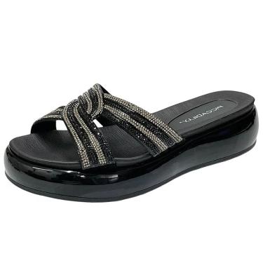 Imagem de Chinelo Feminino Flatform Conforto Tiras Strass Piccadilly