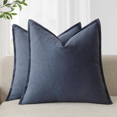 Imagem de Capas de almofada Findtower Decorative Linen 40x40cm azul marinho - Fo