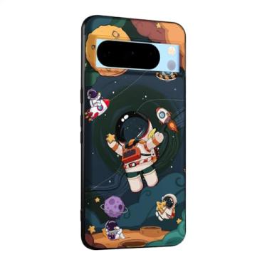 Imagem de WOFOLE Capa de celular astronauta para Google Pixel 8a para meninos meninas desenho fofo foguete design estética à prova de choque designer legal compatível com Google Pixel 8a