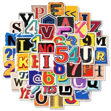 Imagem de Adesivos 3D, alfabeto colorido, número 50 unidades, bola holográfica -