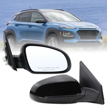 Imagem de Lqito Espelho lateral do passageiro direito compatível com Hyundai Kona 2018 2019 2020 2021 2022 2023 com vidro elétrico dobrável manual preto substituto #87620J9100 (3 pinos)