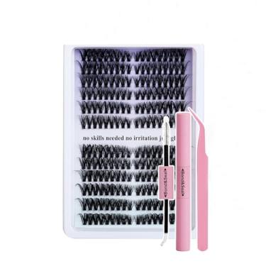 Imagem de Conjunto de Cílios Postiços em Cluster Único Grande Capacidade MXF01-02 com Cola e Pinça Quantidade Suficiente para Múltiplas Necessidades Maquiagem Uso Diário Longo Prazo Clusters Independentes Ajust