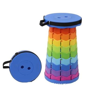 Imagem de Banqueta dobrável atualizada, peso máximo de 226 kg, cadeira dobrável retrátil portátil resistente ou apoio para os pés de viagem, para pesca ao ar livre, caminhadas, churrasco (cor azul)