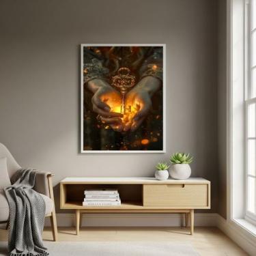 Imagem de Quadro Decorativo Arte Inspirada Chave Mágica - 70x50cm Cor:Moldura Br