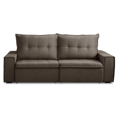 Imagem de Sofá Retrátil Reclinável Valentino 2,10m Linho Star Confort Tabaco