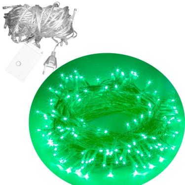 Imagem de Pisca Varal Decoração Natal 300 Lâmpadas Leds Verde 25m 220v