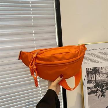 Imagem de Pochete transversal de nylon para mulheres e homens, bolsa de cintura moderna com alça de ombro ajustável para caminhadas, corridas, viagens, Laranja, Laranja