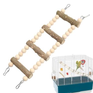 Imagem de Ponte de de gaiola de pássaros | de para pássaros – Pequenas aves mastigando poleiro para conures, periquitos, brinquedos de escalada de hamster