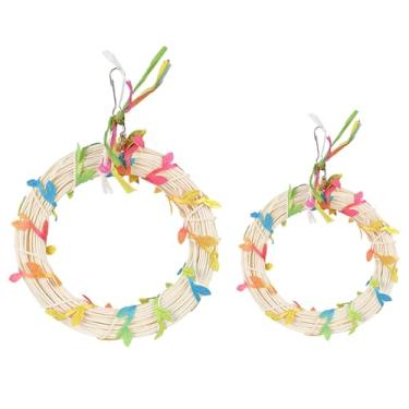 Imagem de Balanço de pássaro, anel de poleiro para pássaros | Periquito colorido engraçado papagaio conure calopsita anel de varanda brinquedo balanço com acessórios de gaiola de folhas