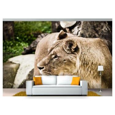 Imagem de Papel De Parede Animais Leoa Paisagem 3D Anm193 - Você Decora