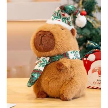 Imagem de Capivara de Pelúcia Natalina 22 cm – Bichinho de Pelúcia Macio Decorativo de Natal, Fofo e Colecionável, 4 Modelos Diferentes (Gorro e Cachecol Natal)