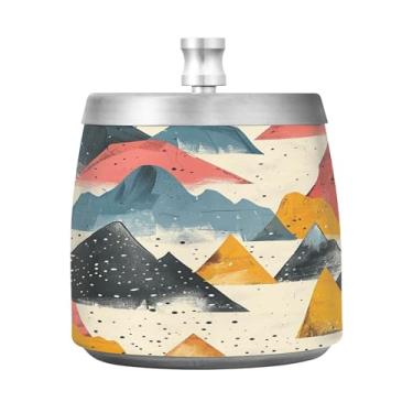 Imagem de SEHANY Cinzeiro Majestic Mountain Peak com tampa para cigarros, à prova de vento, sem fumaça, aço inoxidável, cinzeiros para uso interno e externo, grande, inodoro, para fumantes, decoração de