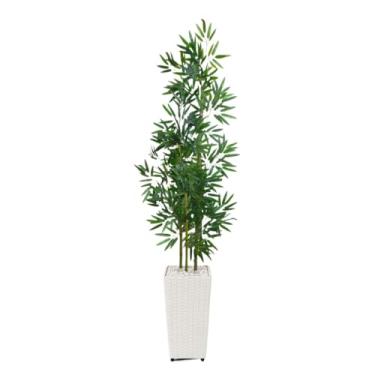 Imagem de Planta Artificial Bambu Mosso e Vaso de Polietileno(Branco)