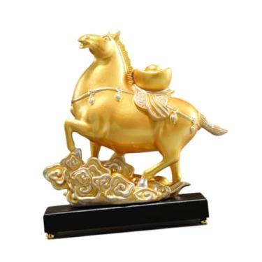 Imagem de KiBcsLic Estátua de Cavalo Decorativa para Mesa, Peça Central em Resina, Estatueta Feng Shui, Estátua de Animal para Sala de Estar, Lareira, Presente para, Ouro
