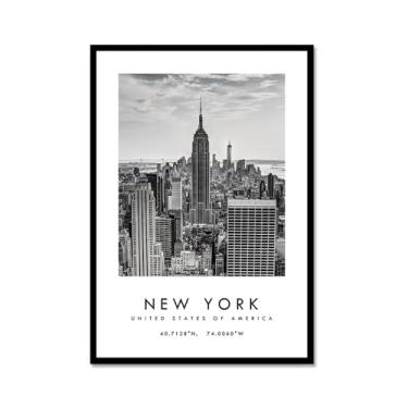 Imagem de Pôster de cidade preto e branco - impressão de viagem Roma Las Vegas Veneza Paris Sydney Amsterdam Amalfi Sanfrancisco Pintura em tela impressões de paisagem da cidade do mundo imagens de parede