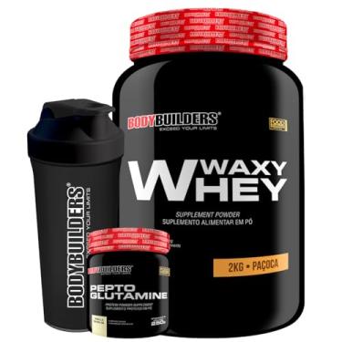 Imagem de Waxy Whey (35%) 2kg + Pepto Glutamine 250g + Coqueteleira 600ml - Bodybuilders (Paçoca)