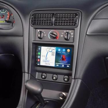 Imagem de Estéreo automotivo Double Din para Ford Mustang 2001-2004 com CarPlay sem fio e Android Auto, tela sensível ao toque IPS de 7 polegadas 2G + 32G, Android 14, suporte a rádio do carro, Bluetooth, WiFi