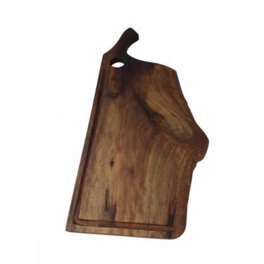 Imagem de Tábua de Carne Artesanal em Madeira Maciça, 73cm x 32cm, 2,5cm de Espessura, com Alça