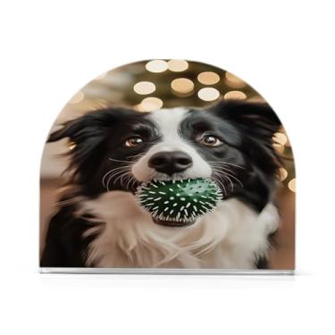 Imagem de Qilmy Porta-guardanapos, um cão pastor carregando uma bola Porta-guardanapos para mesas cozinha restaurante decoração de casa, suporte decorativo moderno para jantar papel guardanapos de coquetel 254