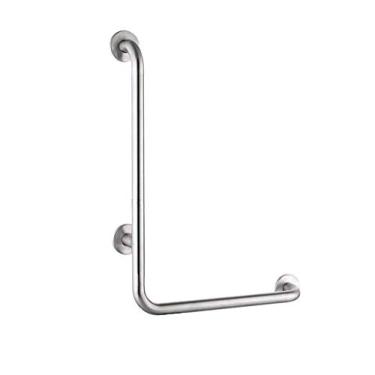Imagem de Barra de apoio segura de aço inoxidável corrimão de banheiro chuveiro em forma de L suporte de toalha reto montado na parede/auxílio de chuveiro corrimão de suporte de segurança
