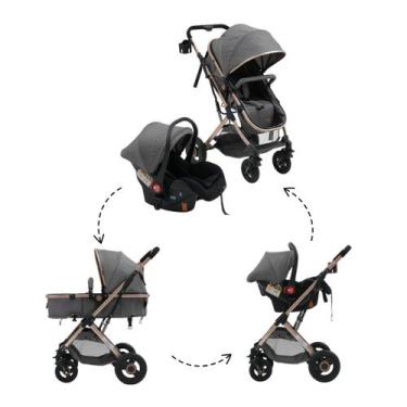 Imagem de Carrinho c/Bebê Conforto Reversível Elysian Maxi Baby -, Cinza