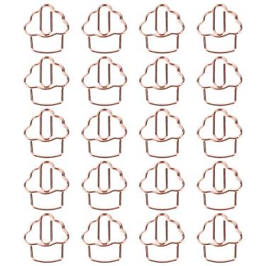 Imagem de Clipes de papel em forma de sorvete, 20 peças, bonito, metal, ouro rosa, escritório, escola, casa, organizador de documentos, classificação de arquivo, caixa de armazenamento de
