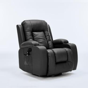 Imagem de Poltrona do Papai Manual Reclinável Austin Massagem Aquecimento Balanço Giratória PU G94 - Gran Belo