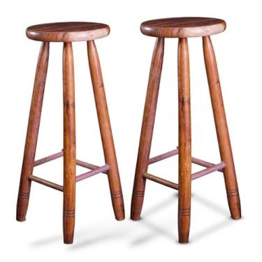 Imagem de KIT 2 BANCO ENVERNIZADO DE MADEIRA BANQUETA RUSTICO DE MADEIRA MACIÇA TAMBORETE(KIT 2 ALTO ENVERNIZADO)