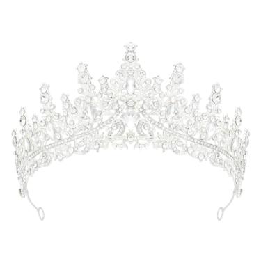 Imagem de Tiaras e coroas de cristal para mulheres, tiara de noiva rainha real para cabeça de princesa para bolo de aniversário, coroa e festa de concurso de formatura, Coroas brancas prateadas + tiara-1, G