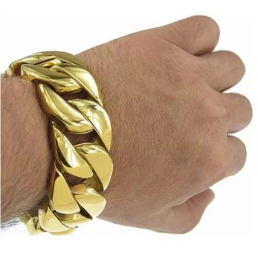 Imagem de Pulseira Masculina Macica 31mm Banhada a Ouro Ostentaçao - A.R Varieda