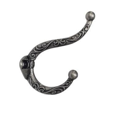 Imagem de Kit c/2 Gancho Cabideiro Decorado Duplo Metal para Pendurar e Parafuso