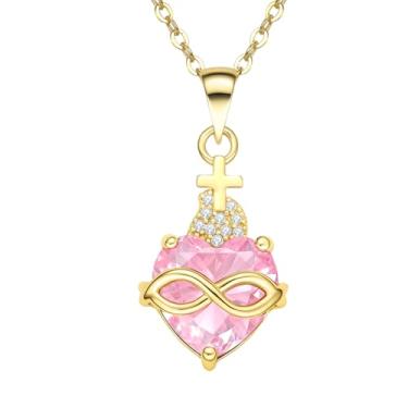 Imagem de COTATI Colar de cruz banhado a ouro, pingente de coroa de coração sagrado para mulheres, crucifixo, fé, joia vintage, presente, Small, Aço inoxidável, Sem Pedra Preciosa