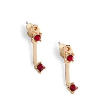 Imagem de Mint & Lily Brincos femininos com pingente de pedra do mês de nascimento – banhado a ouro 18 K sobre aço inoxidável, presente elegante para mulheres, 14mm, Aço inoxidável, Sem pedra preciosa