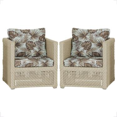 Imagem de 2 Poltronas Madri Alumínio Corda Náutica Estofado 6 Trama Rami