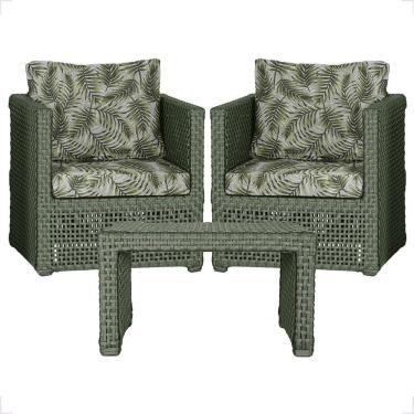 Imagem de Mesa E 2 Poltronas Madri Corda Náutica Estofado 5 Trama Verde