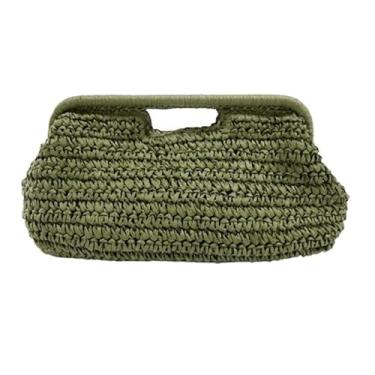 Imagem de EFDNK-HB Bolsa clutch grande de palha para mulheres bolsa de verão bolsas de tecido para férias na praia, Verde, One Size