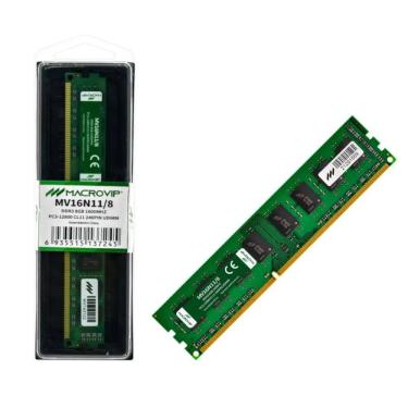 Imagem de Memória RAM Desktop Macrovip 8GB 1600MHz DDR3 CL11, 1.5V, 240 pinos UDIMM MV16N11/8