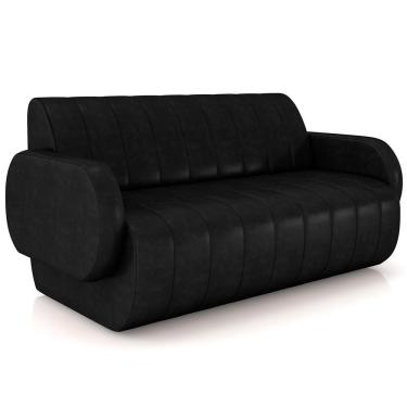 Imagem de Sofá 3 Lugares Sala Living Orgânico 188cm Fávara K01 Couríssimo Preto - Lyam Decor