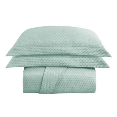Imagem de Kit Cobre Leito Colcha Charlote Solteiro 2 Peças Dupla Face Liso Classic - Verde - 100%...