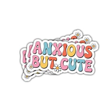 Imagem de Adesivo de vinil com citação inspiradora Anxious But Cute Mental Health para estudantes, professores, conselheiros, pais, psicólogos, laptop, garrafa de água, caderno, hidroflask, janela de carro 7,6