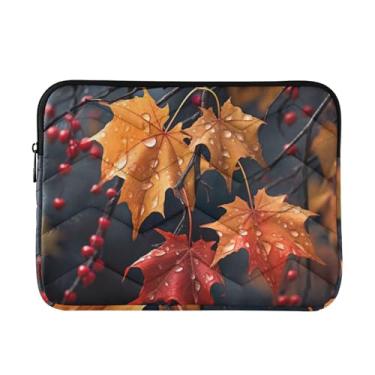 Imagem de GAIGEO Bolsa de laptop leve e fina dourada marmorizada, bolsa de transporte para tablet de viagem para trabalho, bolsas de laptop para mulheres, 33 a 35.6 cm, folhas de bordo de outono (4), tamanho