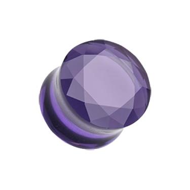 Imagem de SKIN METALS Plugue de orelha dupla alargado de vidro pirex facetado vendido como par, 1/2" (12.5mm), Vidro, Sem Pedra Preciosa